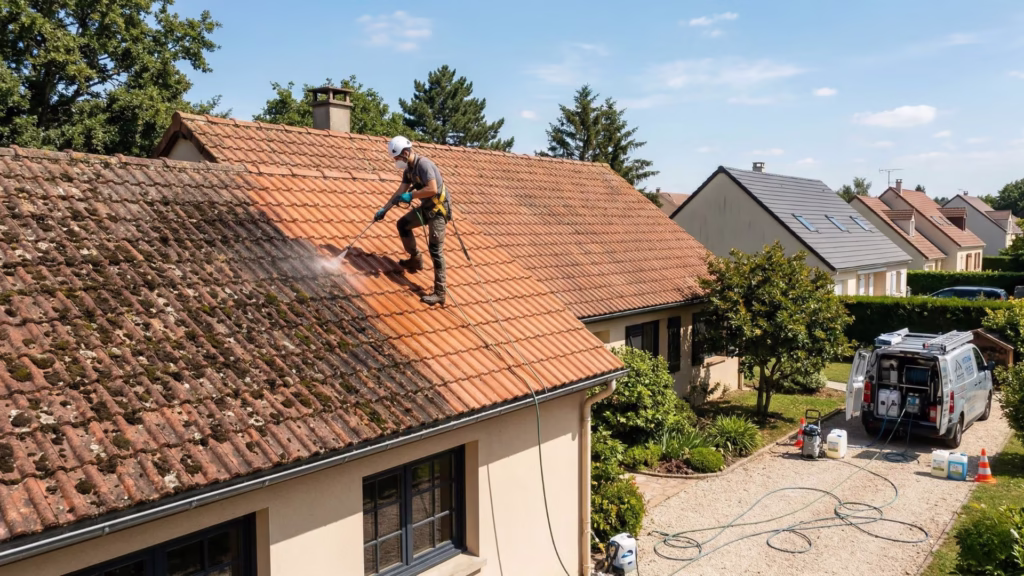 Comment utiliser les produits de nettoyage toiture à Orléans